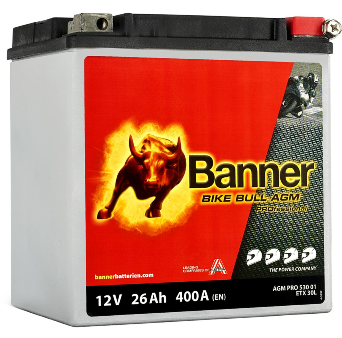 MC-batteri AGM Pro Banner - MC-BATTERI AGM PRO 12V 26AH BANNER ETX30L, ETX53001