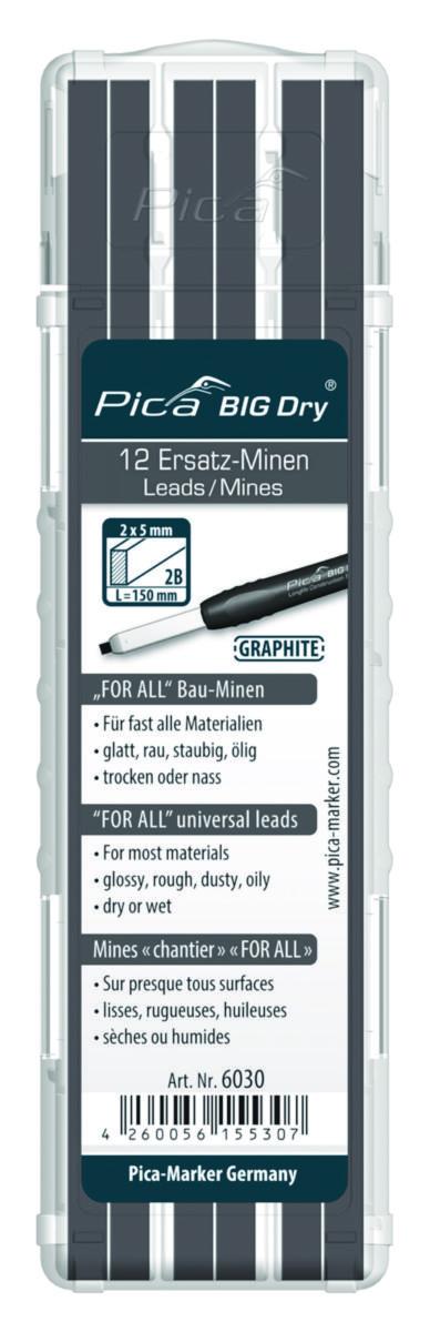 Stift till timmermanspenna Pica Big-Dry - STIFT LÖSA T PICA BIG-DRY 12-P GRAPHITE