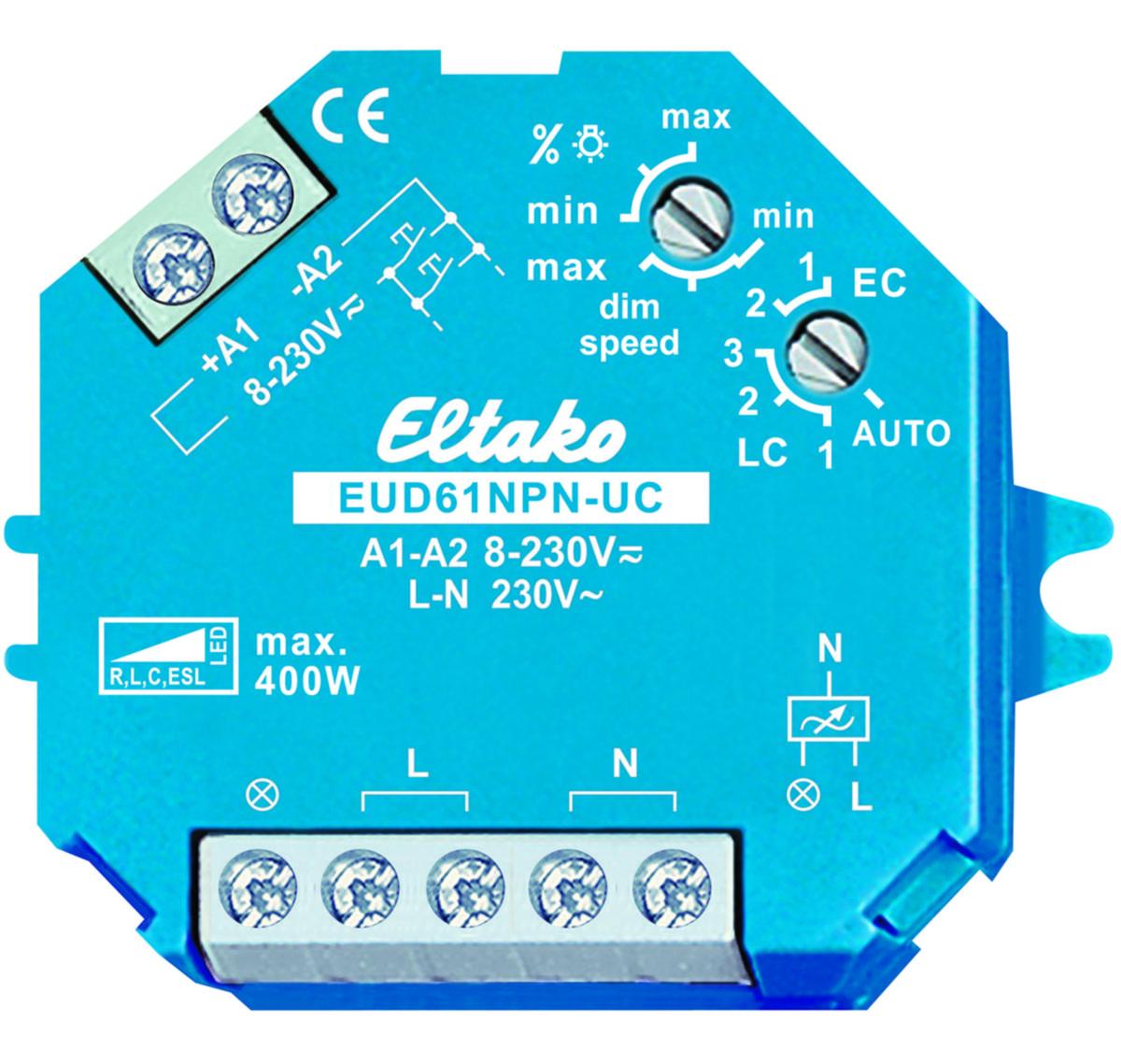 Tryckknappsdimmer universial, EUD61 NPN-UC - DIMMER UNI 400/100W DOSMONTAGE EUD61NPN-UC