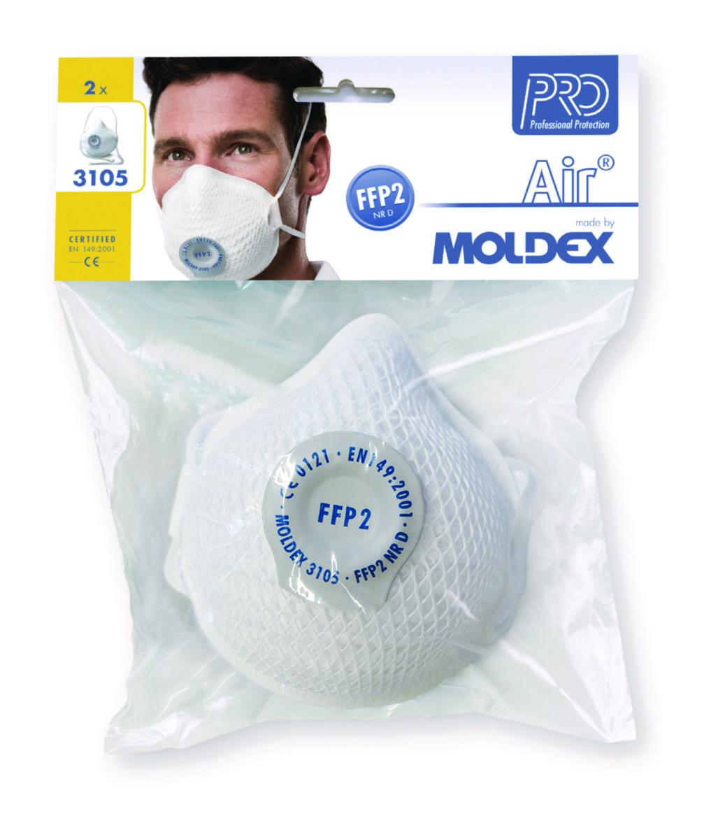 Filtrerande halvmask Moldex Air P2 - FILTRERANDE HALVMASK MOLDEX 3105-11 FFP2DNR AIR M/L 2-PACK