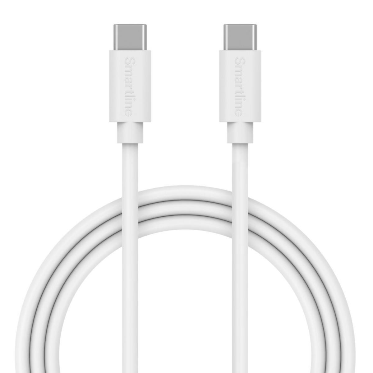 Laddkabel, USB-C till USB-C - LADDKABEL 2 M USB-C TILL USB-C VIT SMARTLINE