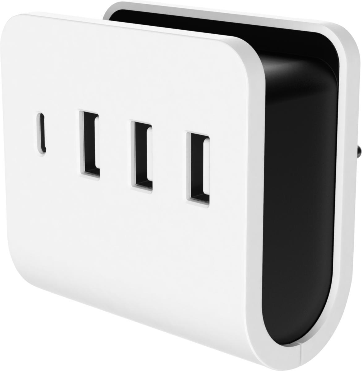 Laddare vägguttag 4 USB, med hållare, Gelia - GRENPROPP USB LADDARE 4-V