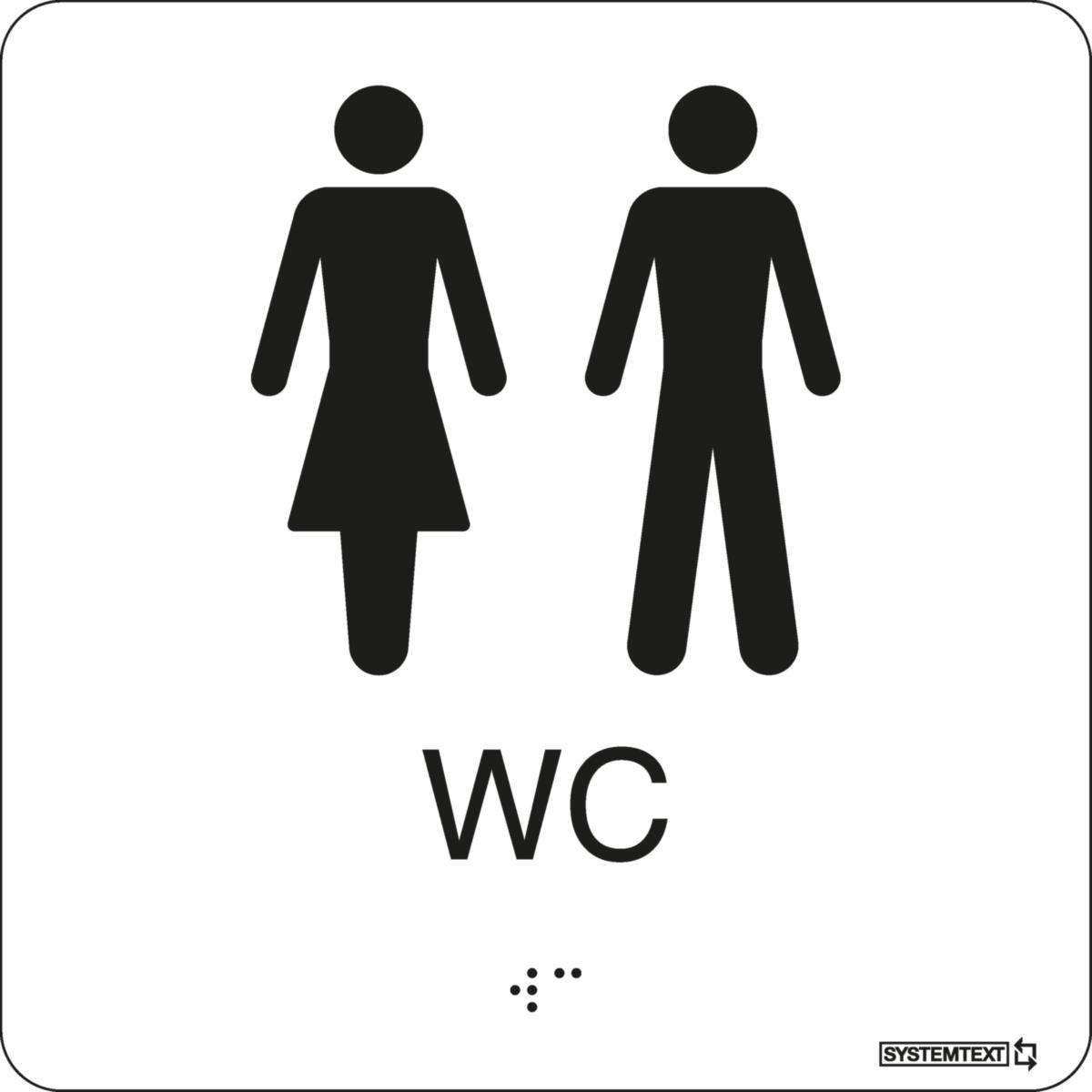 Taktilskyltar - SKYLT SYSTEMTEXT TAKTIL WC DAM/HERR VIT 150X150MM