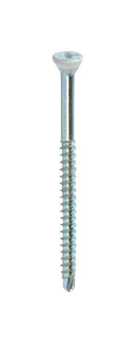 Spån-/Sockelskruv Stål-2 mm vit Grabber - SOCKELSKRUV GRABBER 17JD-VIT 3,8X42 100/FP