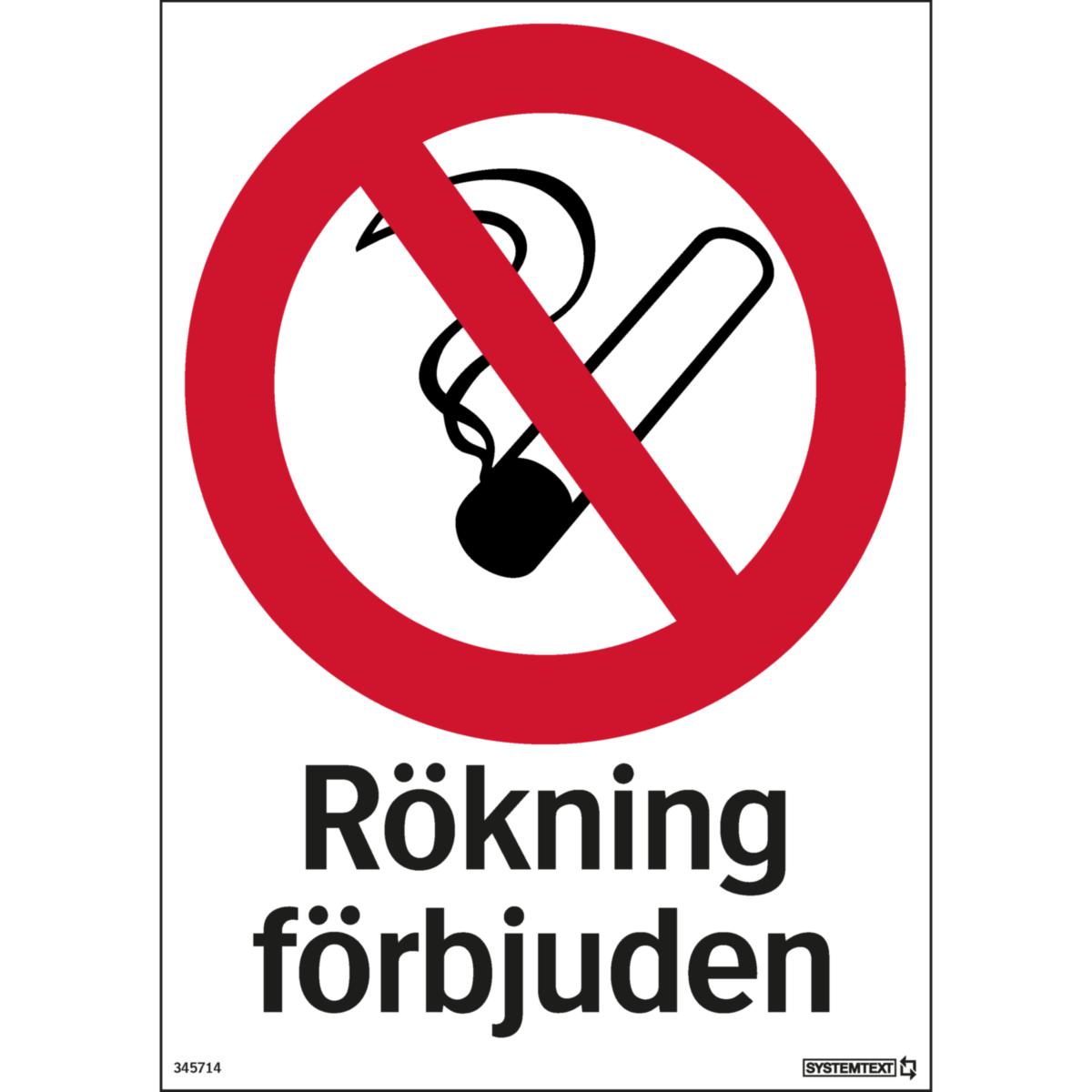 Förbudsskyltar "Rökning och eld" - SKYLT "RÖKNING FÖRBJUDEN" 34-5714 297X210MM