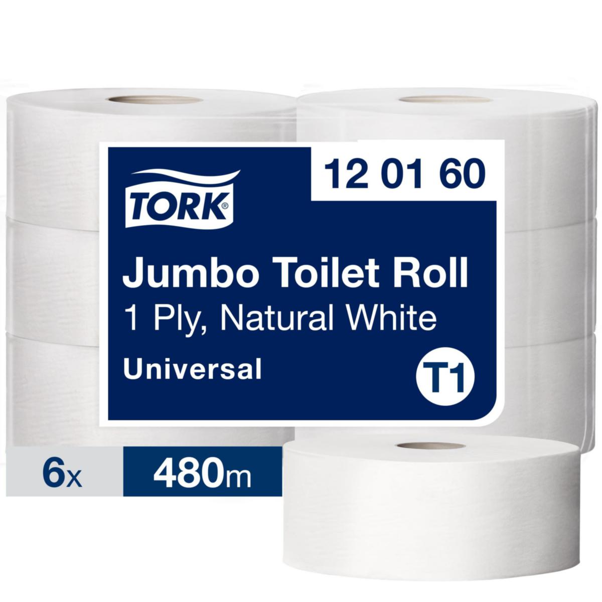Toalettpapper Tork Jumbo T1 - TOALETTPAPPER UNIVERSAL T1 JUMBO OFÄRG 480M/RL 120160