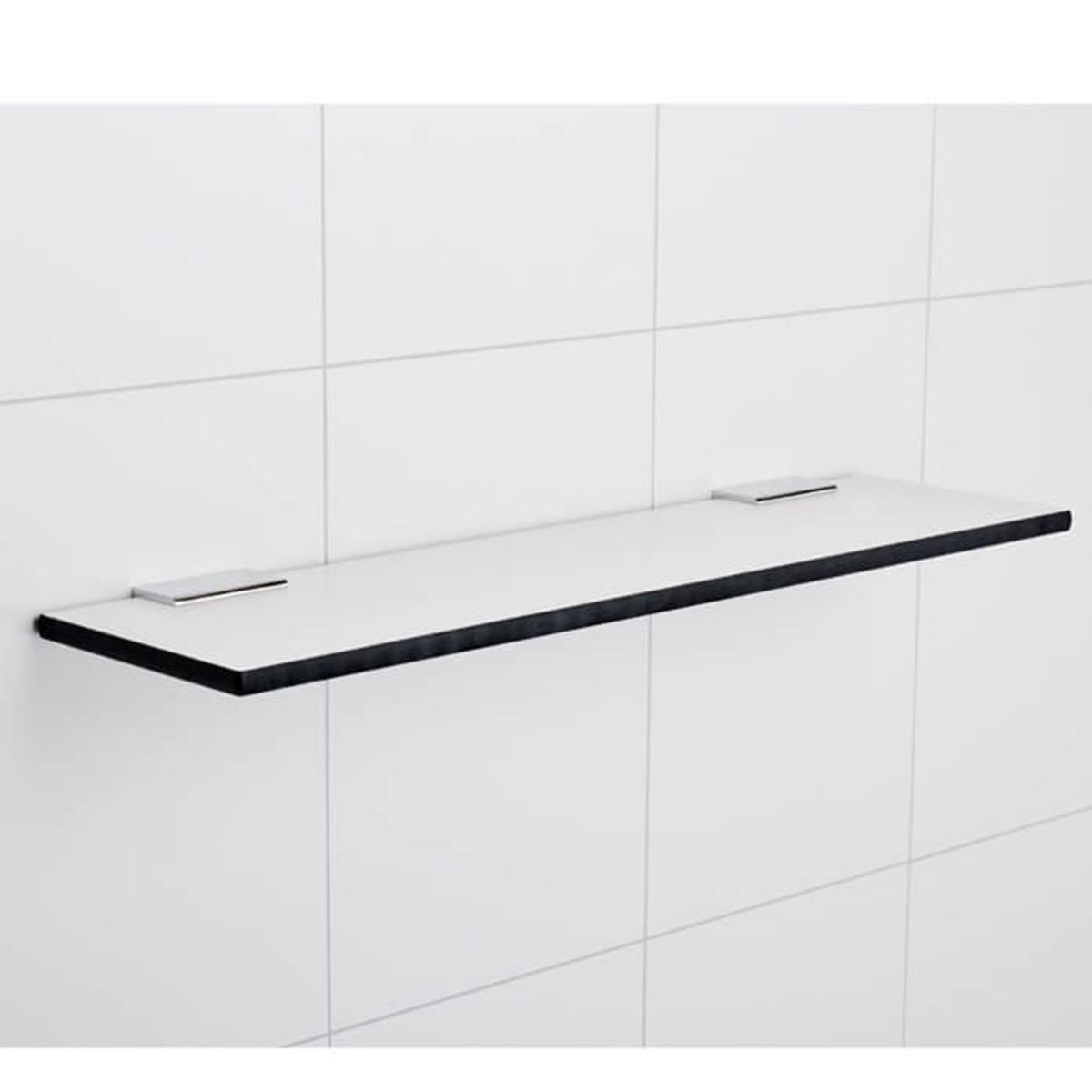 Badrumshylla kompaktlaminat - BADRUMSHYLLA KPAKT LAM SV KANT 500X130X10 KOMPL. 2 KLÄMFÄSTE