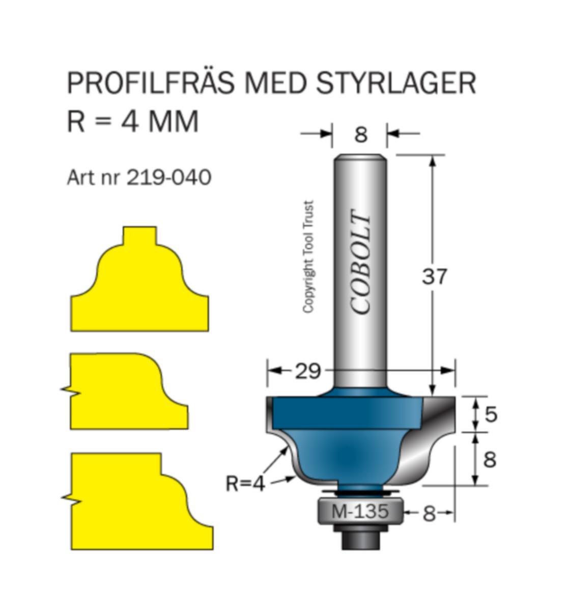 Profilfräs Cobolt HM - PROFILFRÄS HM COBOLT D29 L13 R4 TL62 S8 LAGER M135