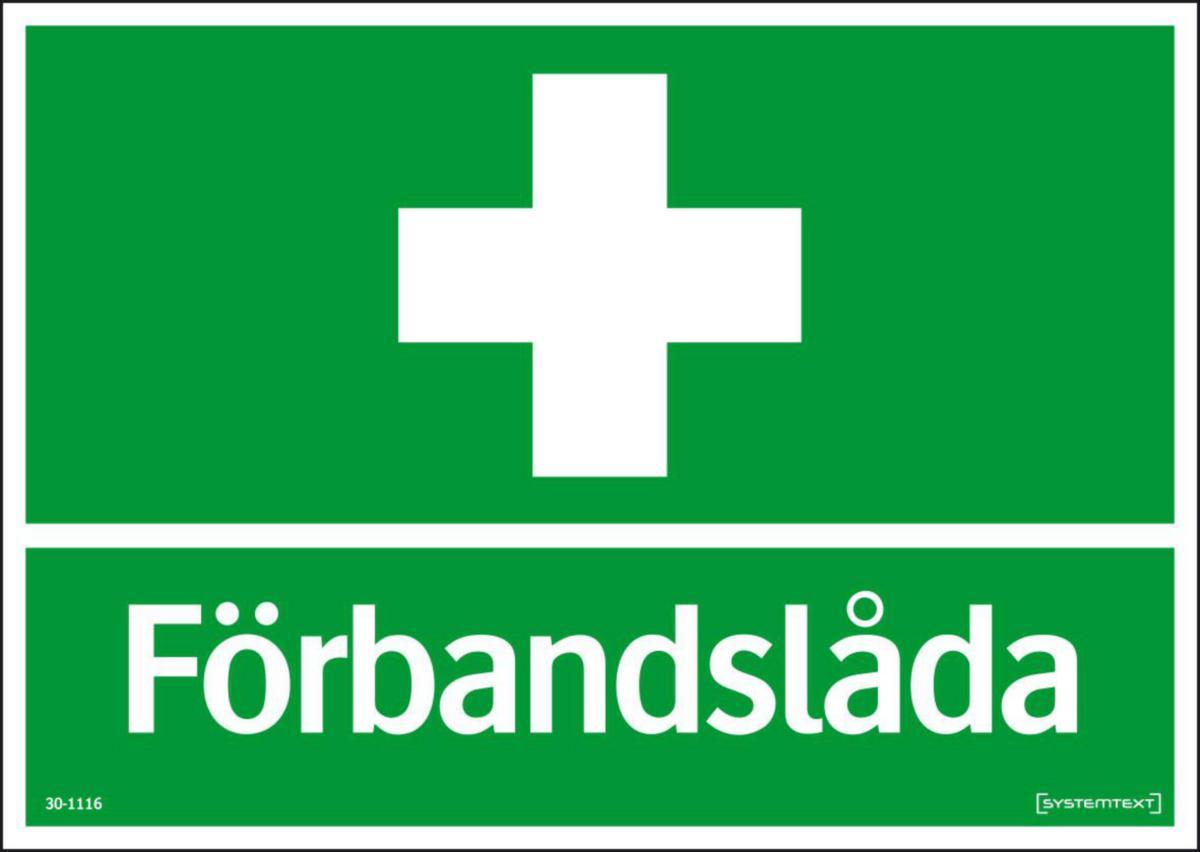 Nödskyltar "Första hjälpen" - SKYLT FÖRBANDSLÅDA 30-1116 148X105MM