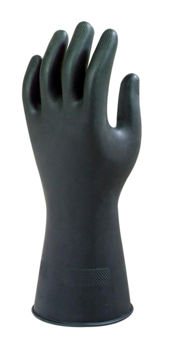 Kemskyddshandske Ansell Black Heavyweight 87-118 - HANDSKE ANSELL 87-118 LATEX 0,65MM 320MM 7,5