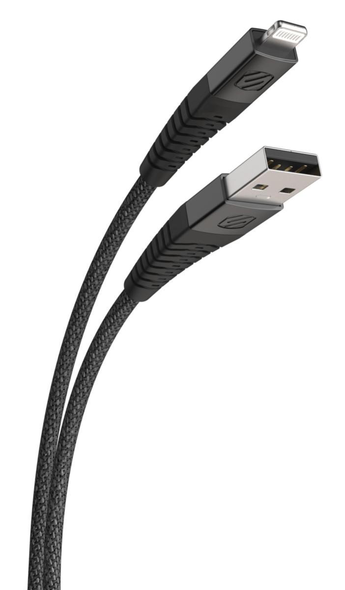 Ladd/synkkabel, flätad, USB-A till Lightning - LADD/SYNKKABEL 1.2M USB-A TILL LIGHTNING FLÄTAD SVART SCOSCHE