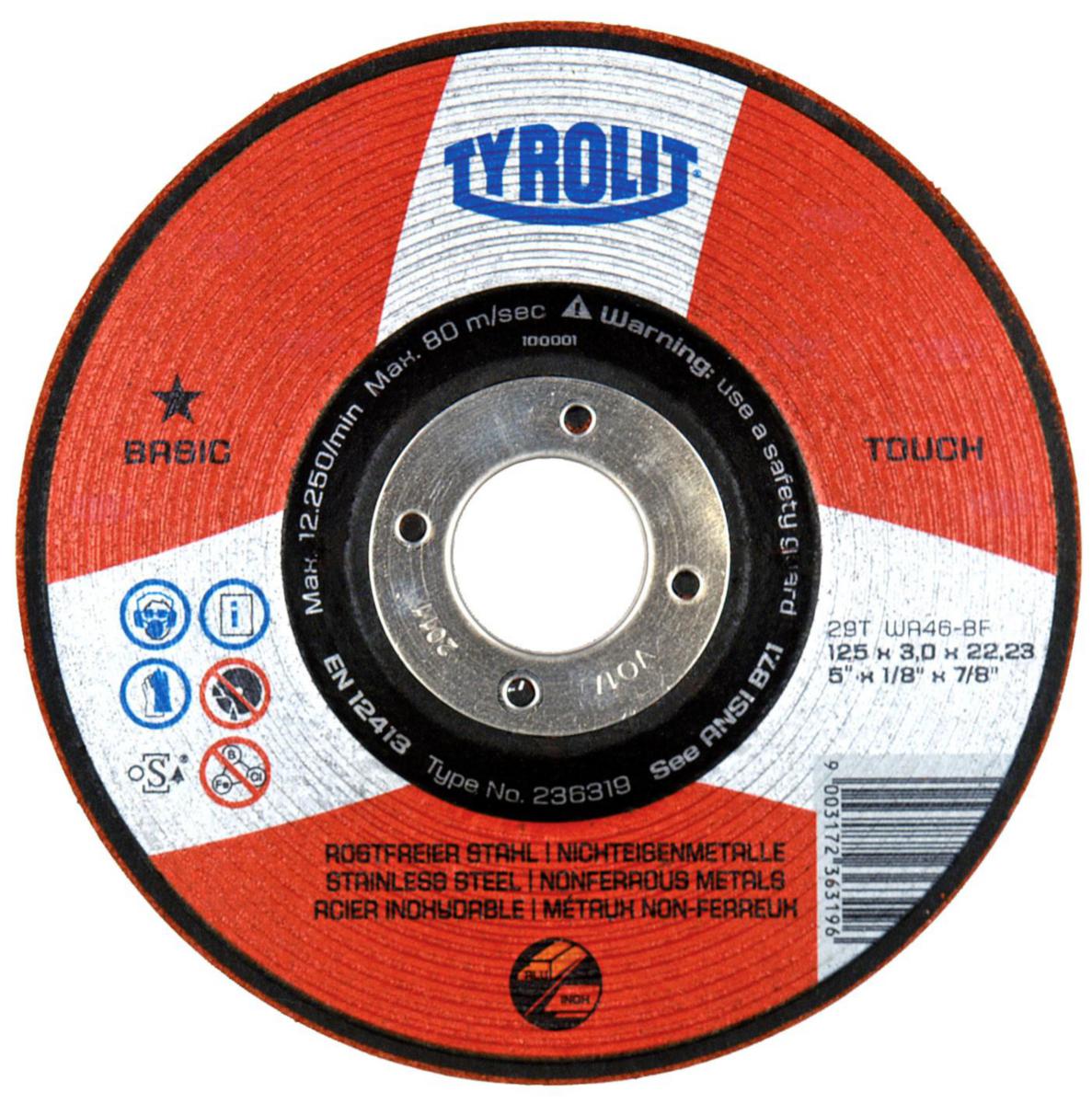 Flexibel Rondell Tyrolit Basic 2in1 - NAVRONDELL TYROLIT BASIC 2IN1 FLEX 125x22 WA46-BF KORN 46