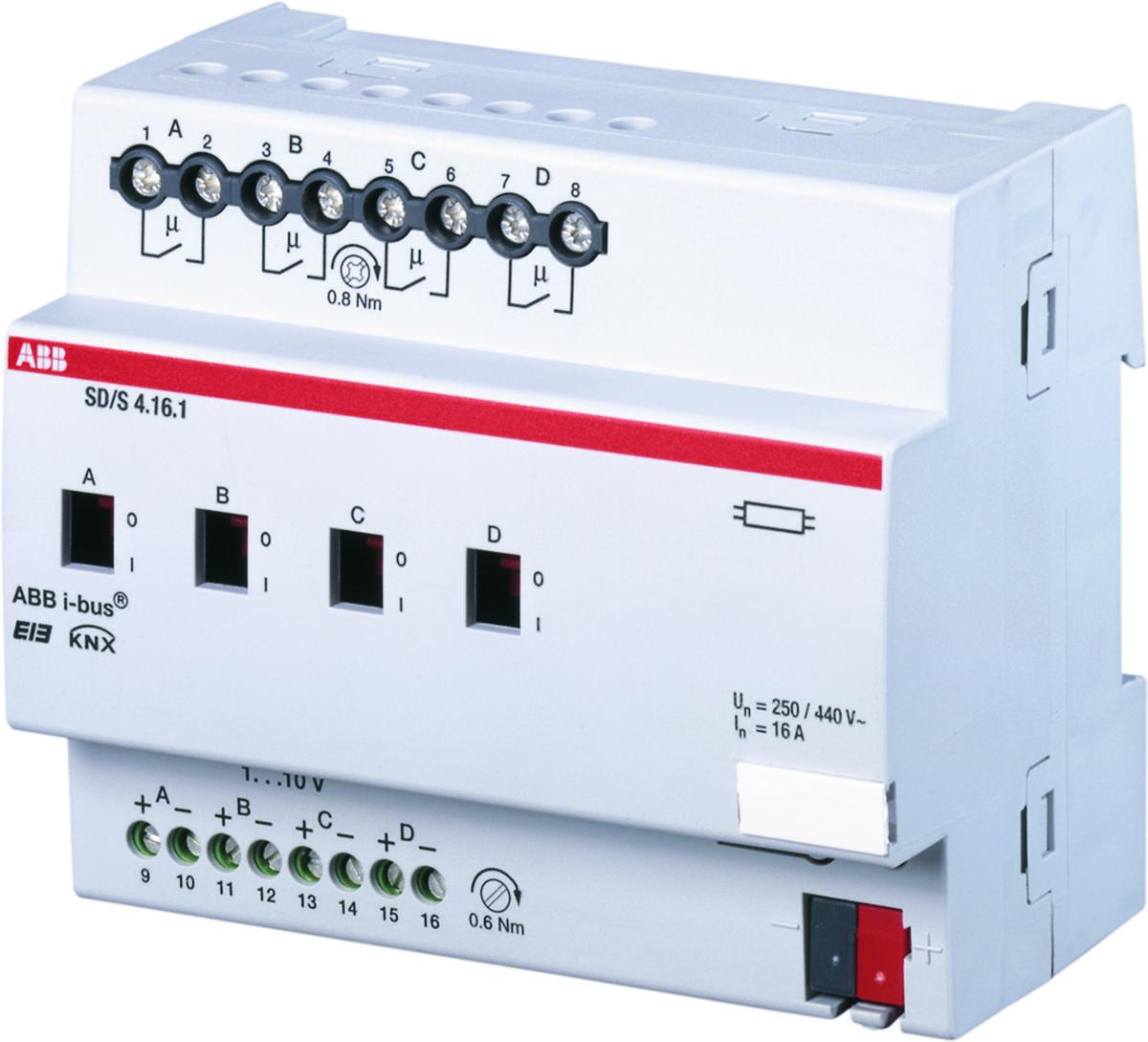 Bryt/dimmeraktorer, 1-10 V, KNX, ABB - BRYT/DIMMERAKTOR 4-K 16A 2CDG110080R0011