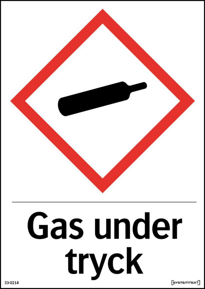 Kemisk märkningskyltar "gasbehållare" - SKYLT "GAS UNDER TRYCK" 33-0214 210X297MM DEKAL
