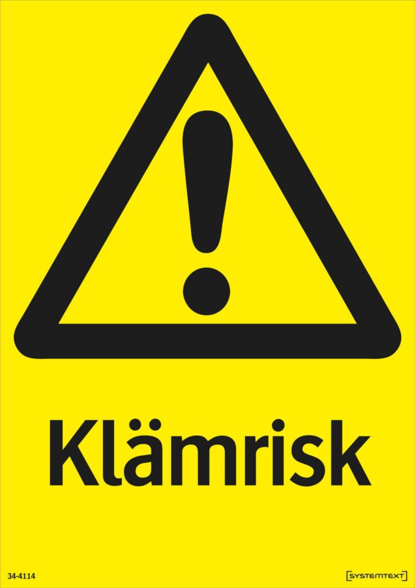 Varningsskyltar "övrigt" - SKYLT "KLÄMRISK" 34-4114 210X297MM