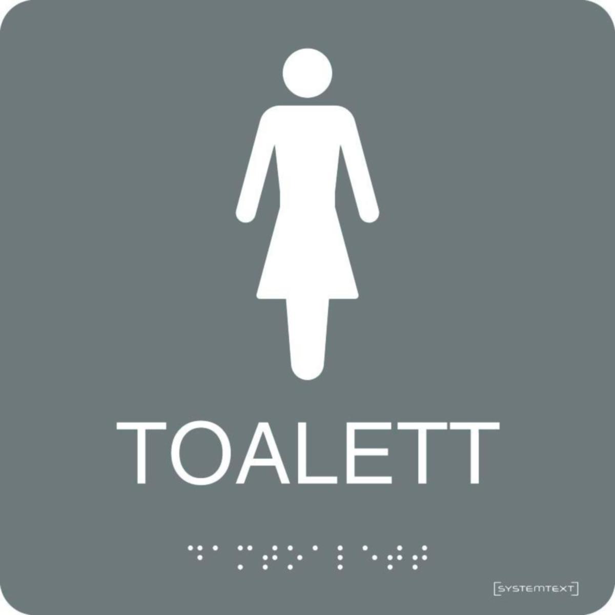 Taktilskyltar - SKYLT TAKTIL TOALETT DAMER 23-5011 150X150MM GRÅ