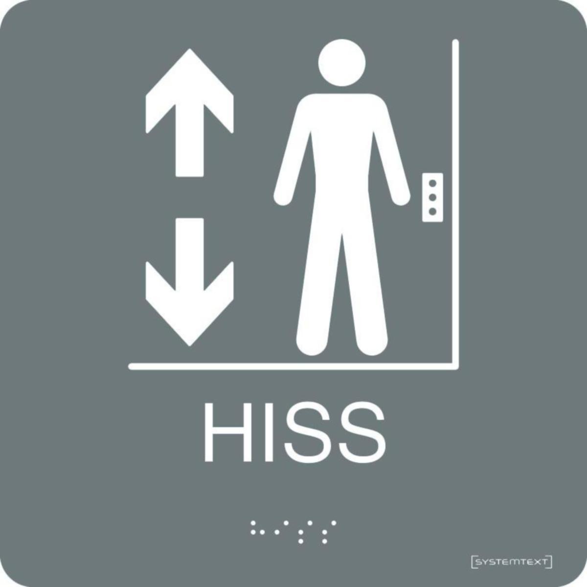 Taktilskyltar - SKYLT HISS SYSTEMTEXT TAKTIL GRÅ 150X150MM