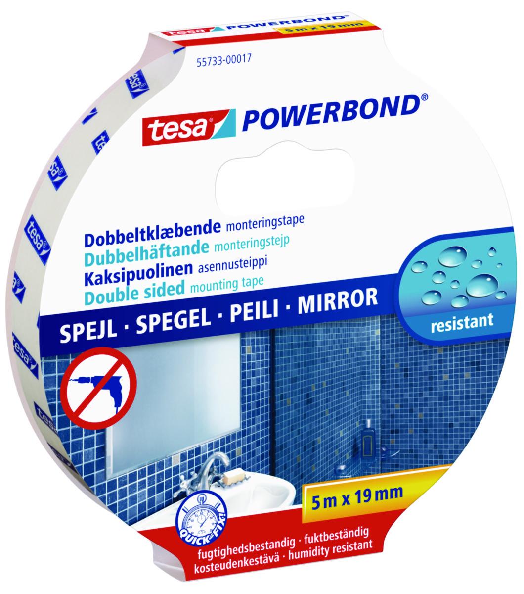 Monteringstejp, powerbond spegel, Tesa - MONTERINGSTEJP DUBBELHÄFTANDE 19MM 5M POWERBOND SPEGEL