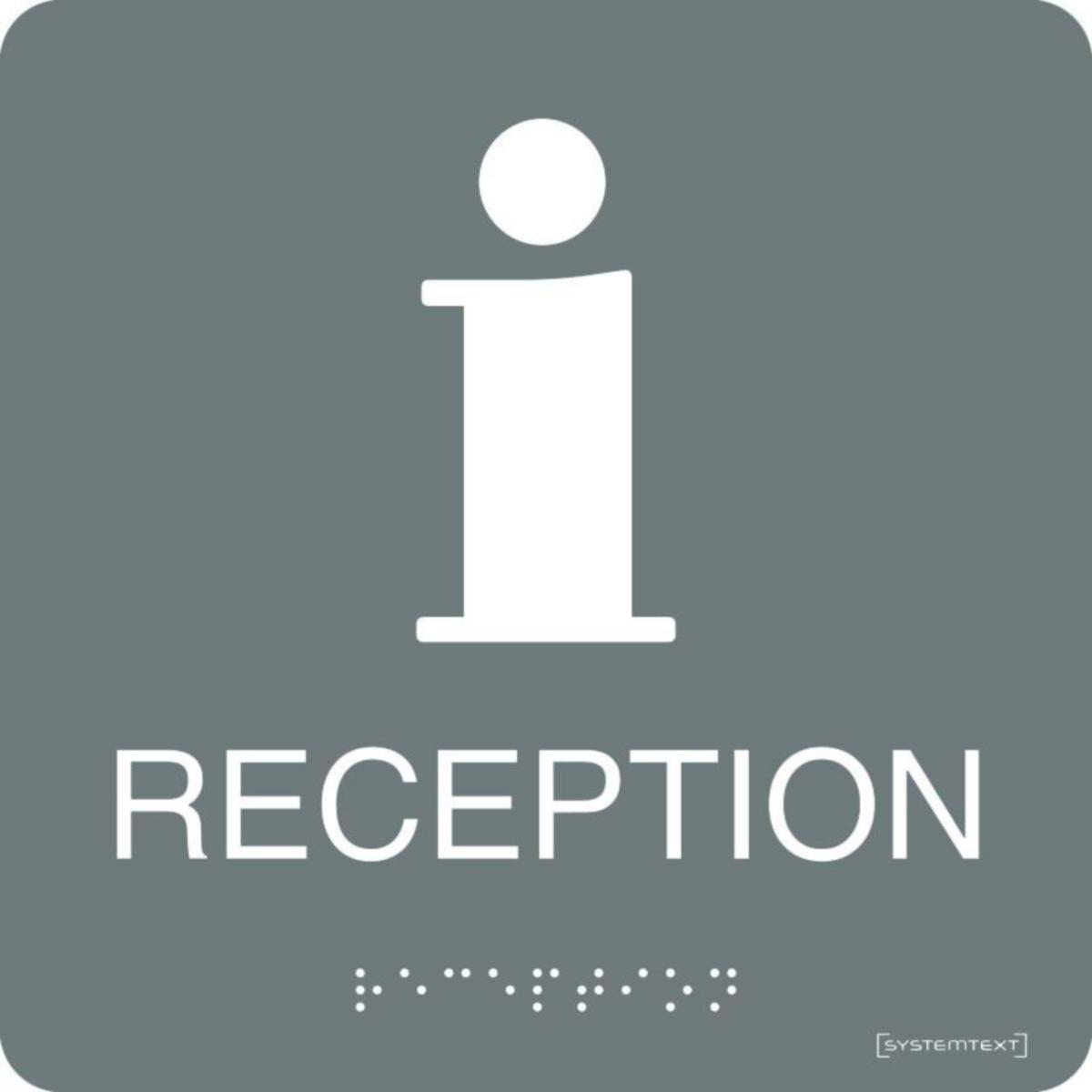 Taktilskyltar - SKYLT RECEPTION SYSTEMTEXT TAKTIL GRÅ 150X150MM