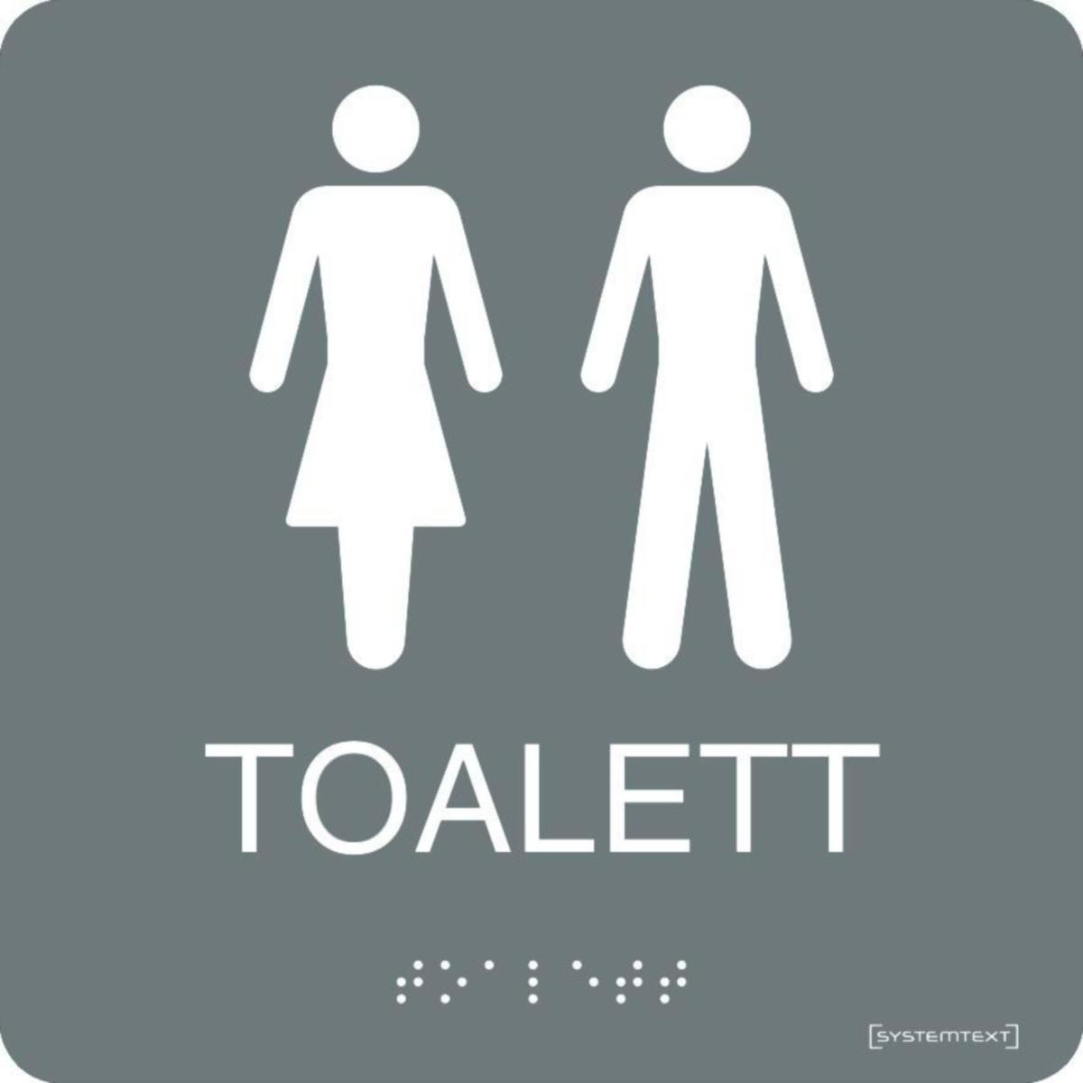 Taktila skyltar för Toalett, dusch , WC/RWC - SKYLT TAKTIL TOALETT DAM/HERR 23-5211 150X150MM GRÅ