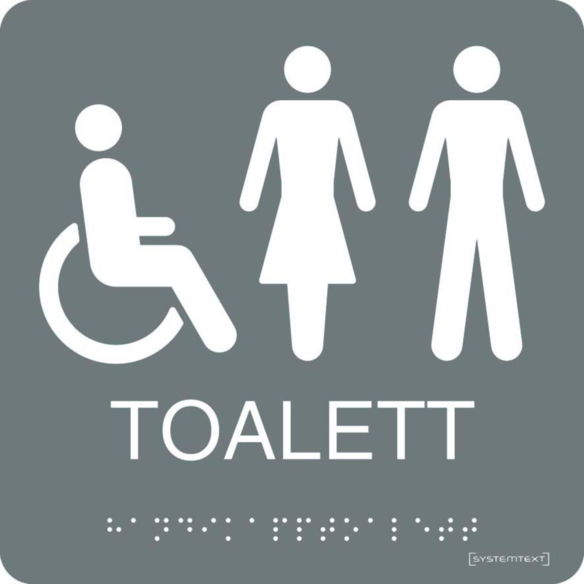 Taktilskyltar - SKYLT RULLSTOL DAM/HERR SYSTEMTXT TAKTIL GRÅ 150X150MM