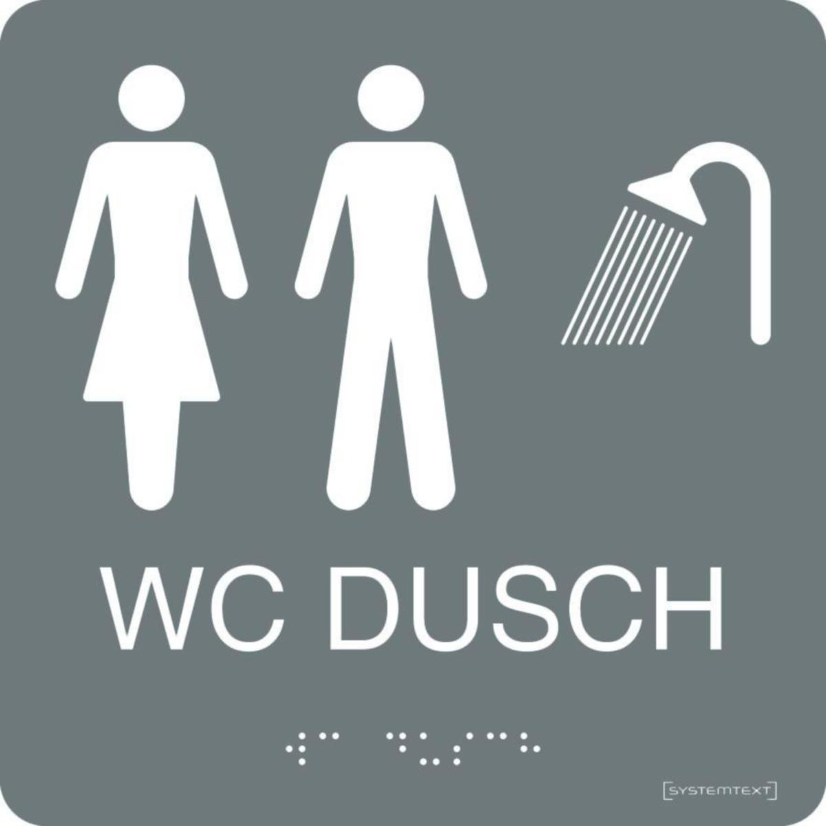 Taktilskyltar - SKYLT TAKTIL WC/DUSCH 23-5911 150X150MM GRÅ