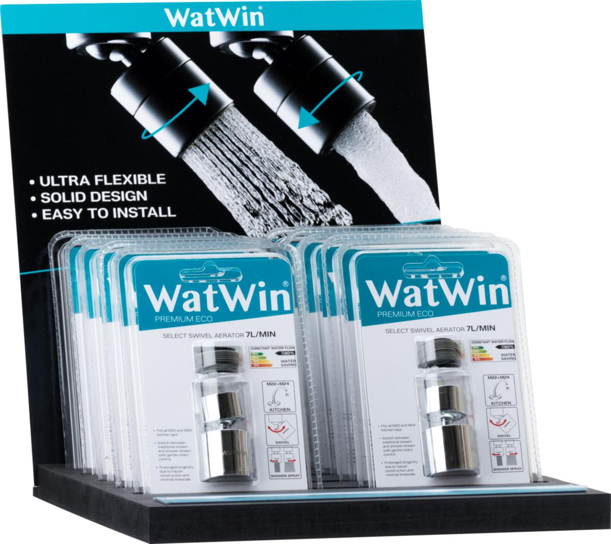 Bänkdisplay, strålsamlare med kulled, Select M22/24, WatWin - DISPLAY STRÅLSAMLARE KULLED MED 10 ST WATWIN SELECT M22/24