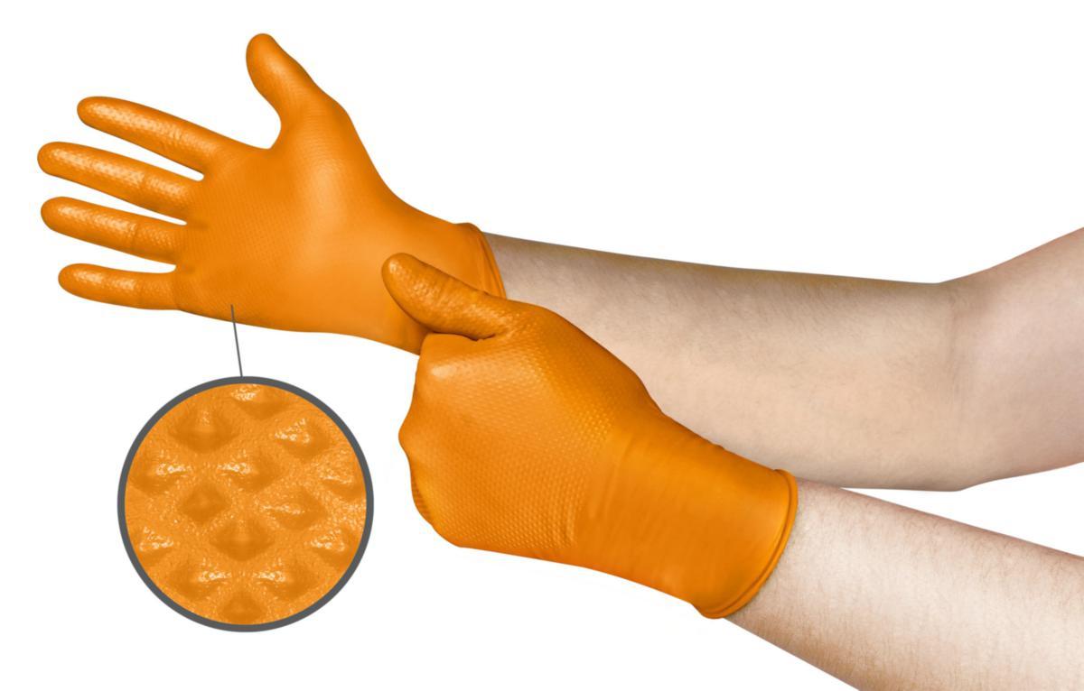 Engångshandske Ansell 93-256 Mega Texture - ENGÅNGSHANDSKE ANSELL 93-256 MEGA TEXTUR NITRIL ORANGE 8