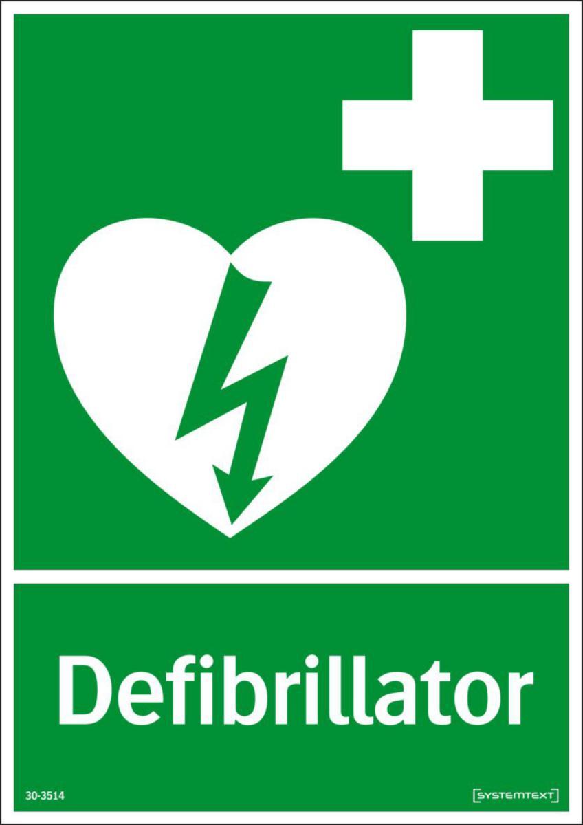 Nödskyltar "Första hjälpen" - SKYLT DEFIBRILLATOR 30-3514 210X297MM