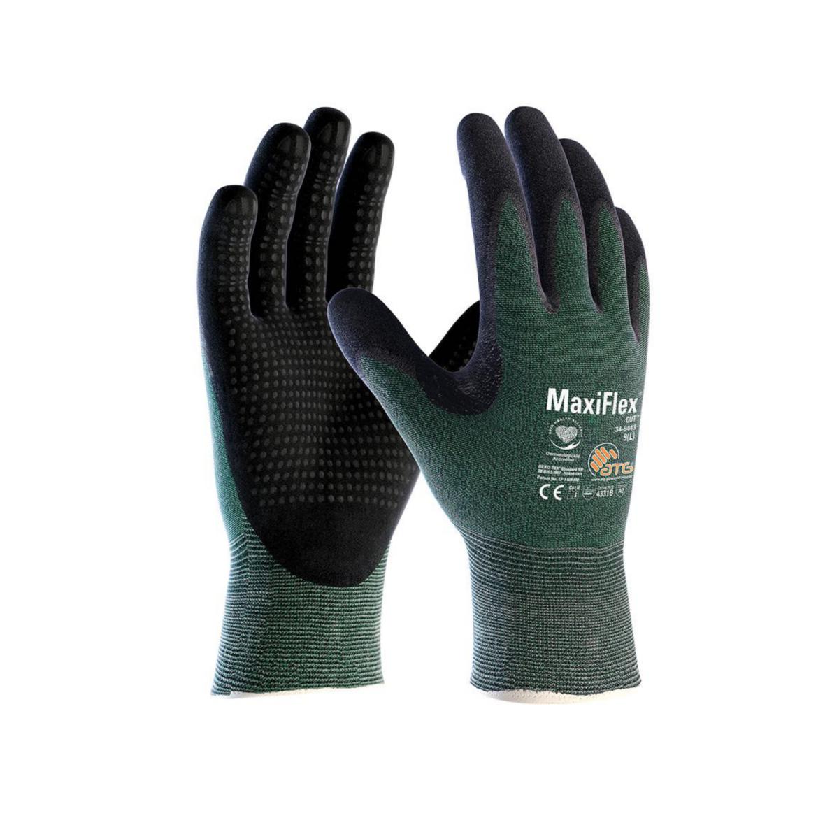 Skärskyddshandske Maxiflex 34-8443 Cut B - HANDSKE MAXIFLEX CUTB 34-8443 DOTS TOUCH GRÖN STL 9