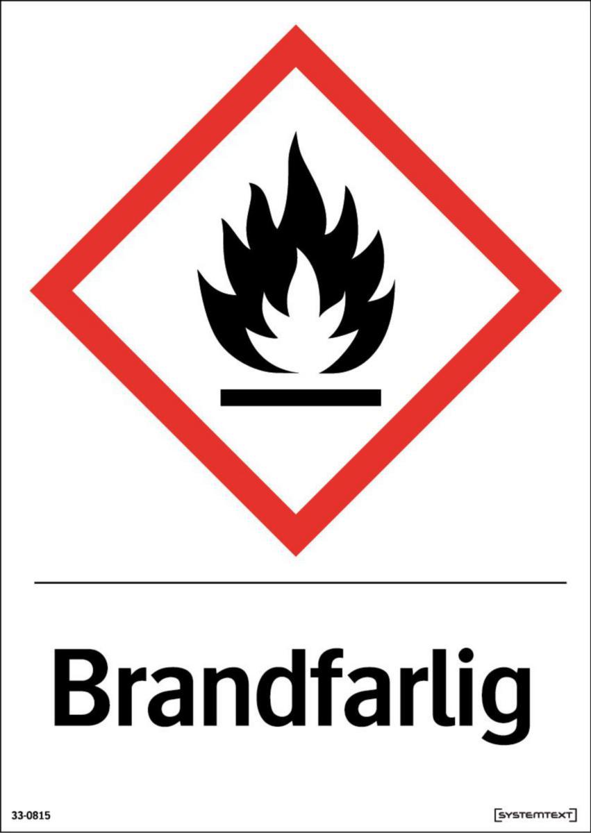 Kemisk märkningskyltar - SKYLT "BRANDFARLIG" 33-0815 148X210MM DEKAL