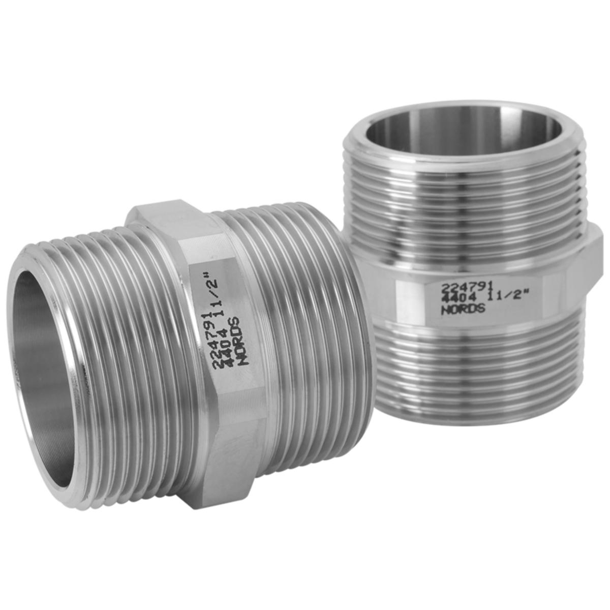 Nippel 6-kant rostfria, R-207, EN 1.4404 - 32 6-KANTNIPPEL 316/316L CERT