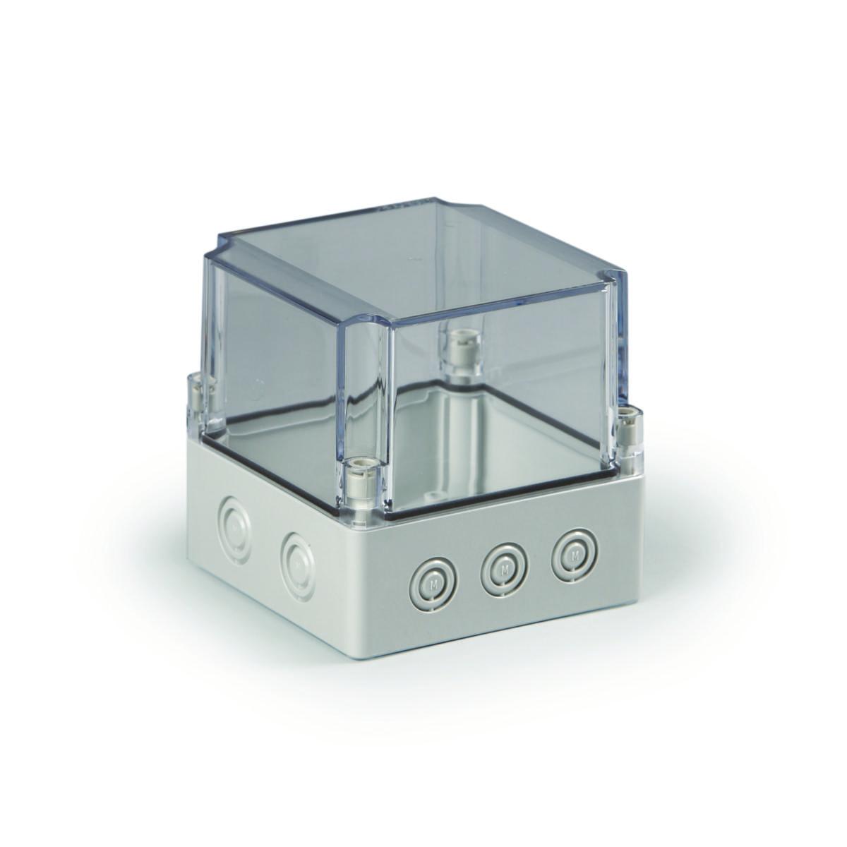 Kapsling Cubo S, med transparent lock - APPARATLÅDA SPCM131313T A: 3XM12/20 B:2XM16/25