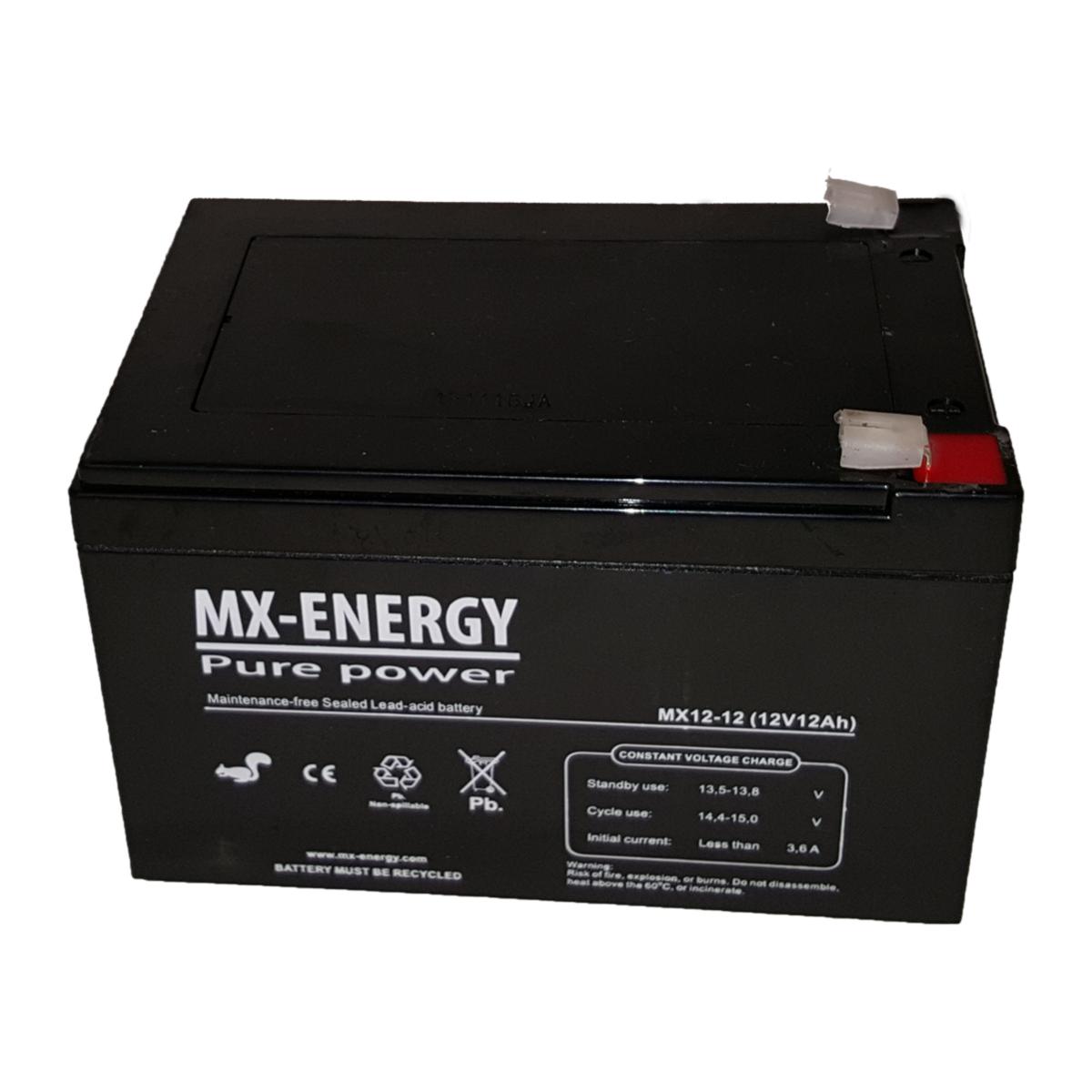 Ventilreglerat blybatteri (AGM-batteri), MX-Energy - BLYBATTERI VRLA 12V/12AH MX12-12