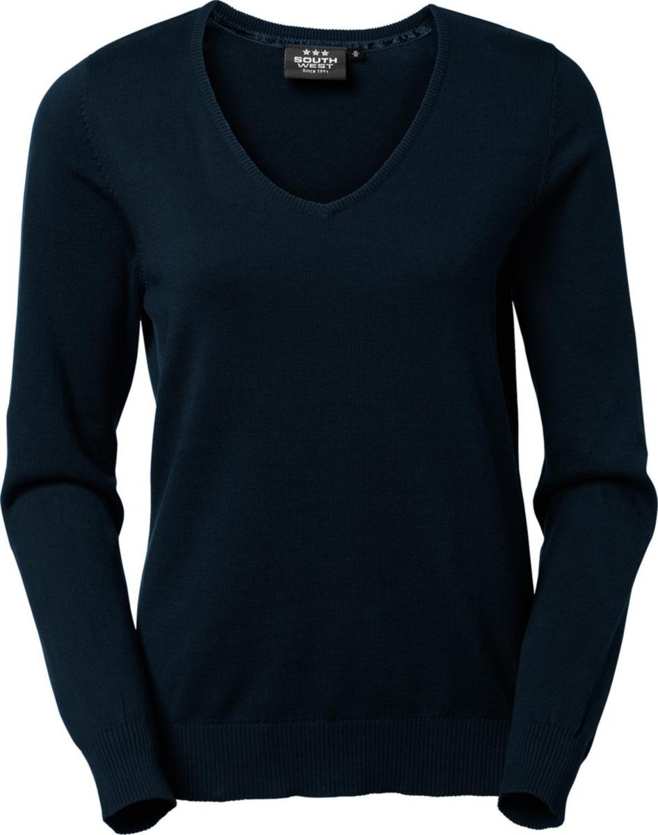 Pullover South West Coral 507 dam - PULLOVER SOUTH WEST CORAL 507 DAM V-HALS MARINBLÅ STL S