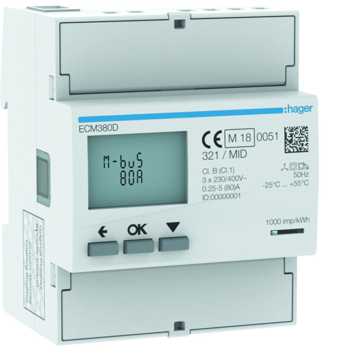 Energimätare M-bus 3-fas - ENERGIMÄT 3-F 80A DIREKT MBUS ECM380D