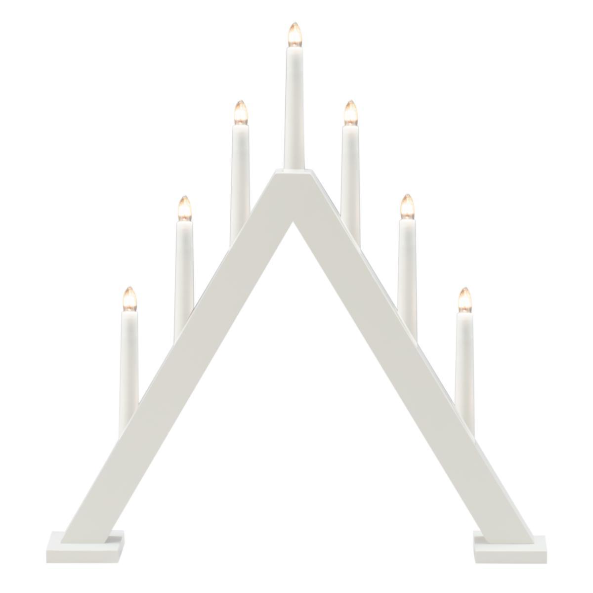Elljusstake 7 ljus, trä - ELLJUSSTAKE TRÄ VIT 7 LJUS LED 