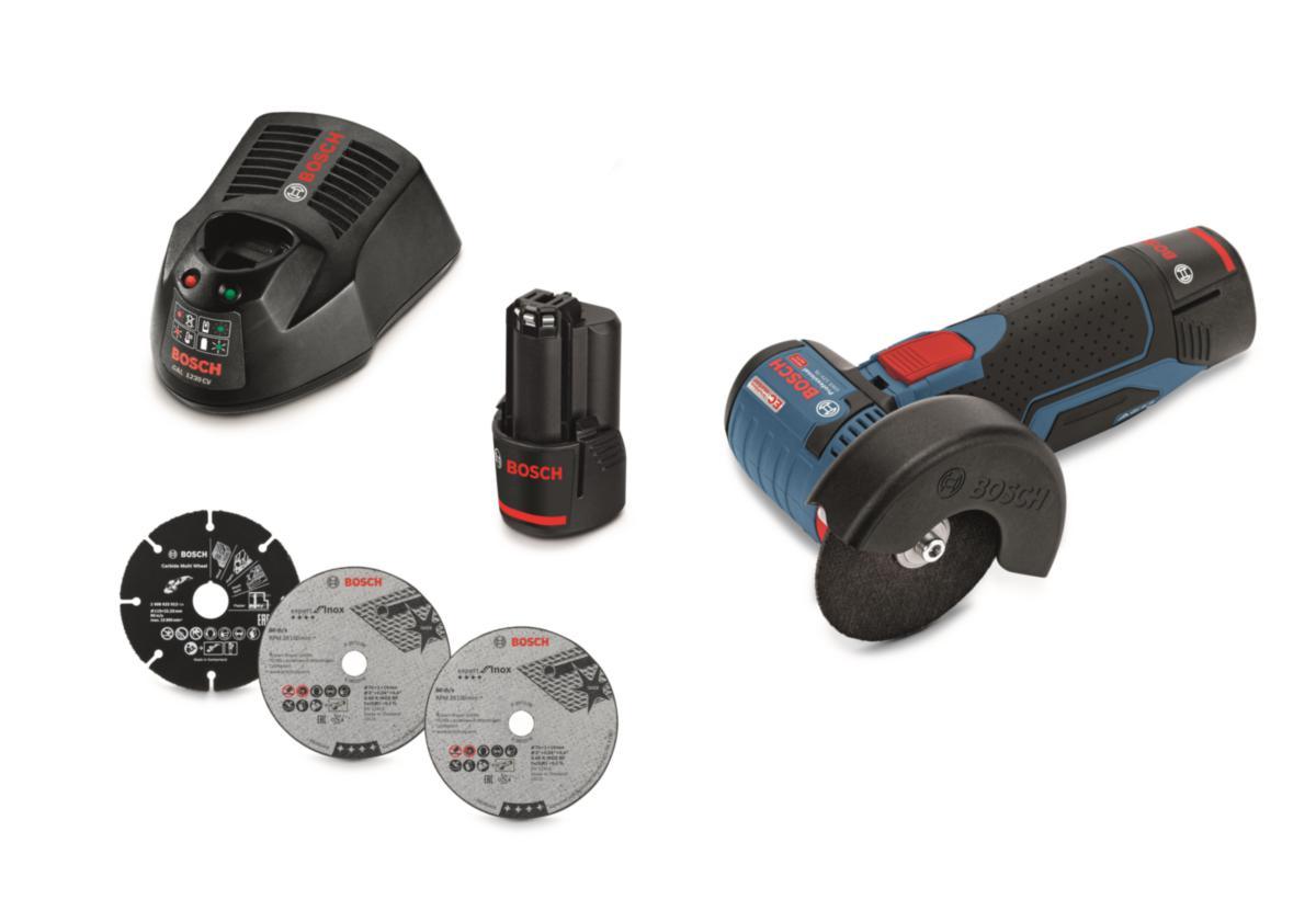 Vinkelslipmaskin Bosch GWS 12V-76 - VINKELSLIP BOSCH GWS 12V-76 2X3.0AH 19.500 V/MIN 0.7 KG