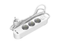 Grenuttag, kombi, jordat + USB A + USB C, med brytare