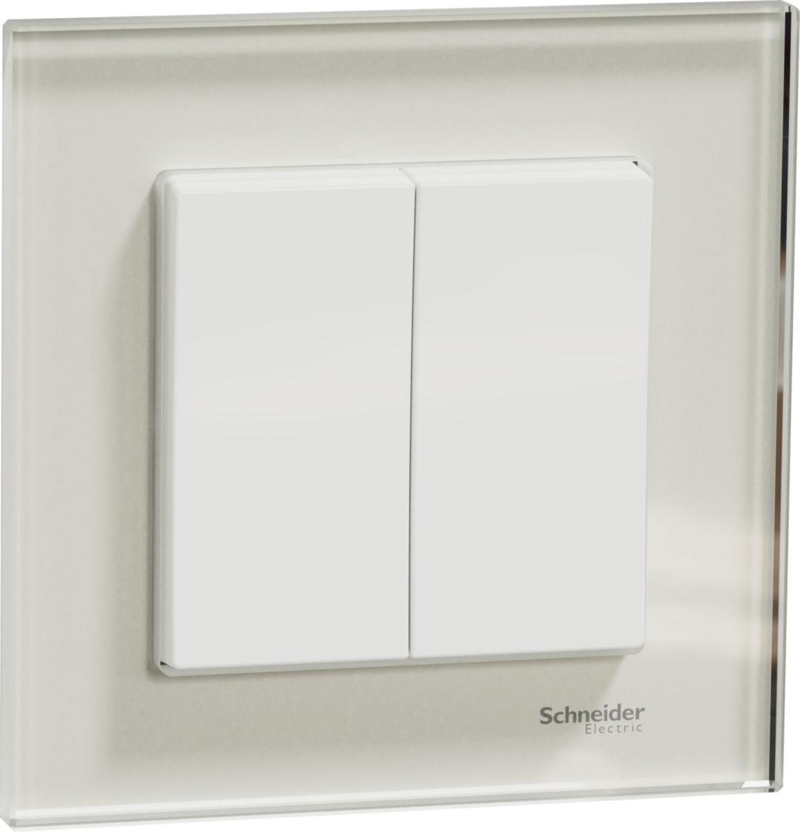 Strömbrytare, infälld, Exxact Solid, Schneider - STRÖMBRYTARE KRON INF RAM GLAS KRISTALLVIT EXXACT SOLID