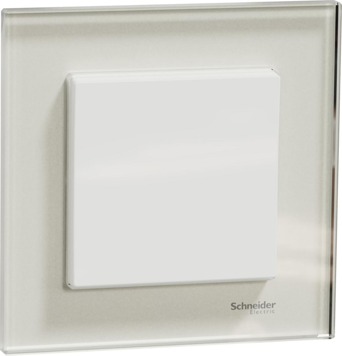 Strömbrytare, infälld, Exxact Solid, Schneider - STRÖMBRYTARE TRAPP INF RAM GLAS KRISTALLVIT EXXACT SOLID