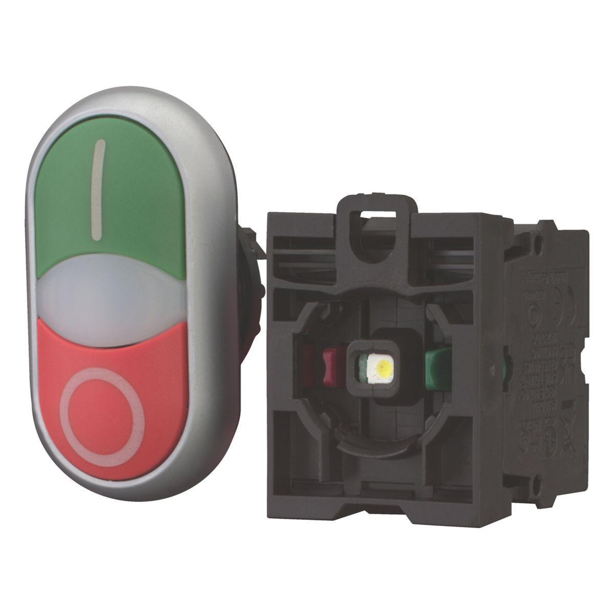 Dubbeltryckknapp M22 - KOMP DUBBELTRYCK LMP+1NO+1NC M22-DDL-GR-X1/X0/K11/230-