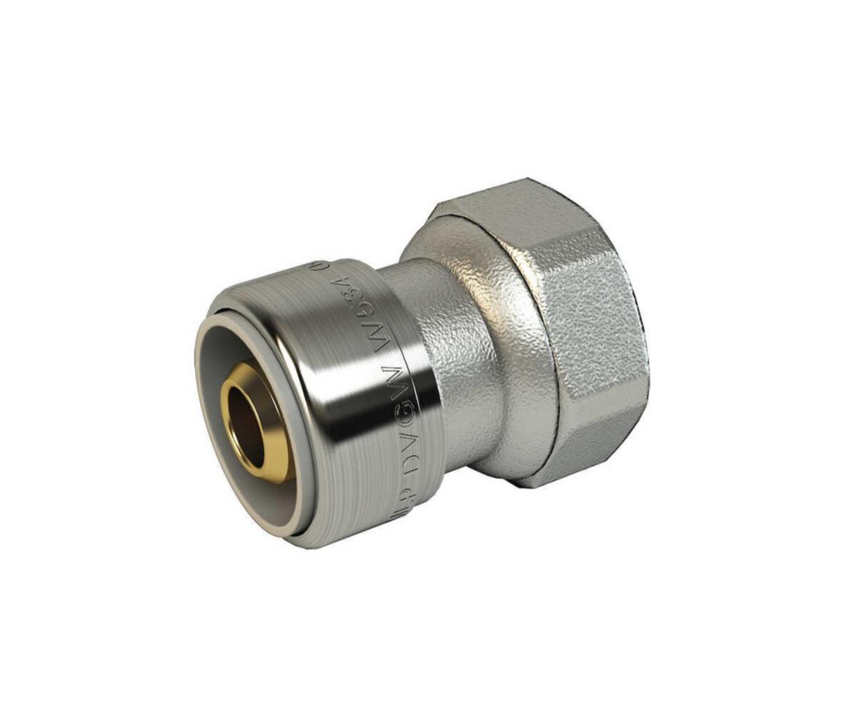 Koppling rak PushFit m. lekande mutter krom, LK - LK PUSHFIT RAK KOPPLING AX16 X G15 M. L.M