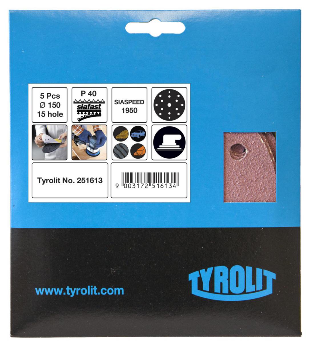 Kardborrerondell Tyrolit Siaspeed 1950 SB-pack H15 Ø150mm - KARDBORRERONDELL TYROLIT 150MM SIASPEED 1950 K40 15HÅL 5P