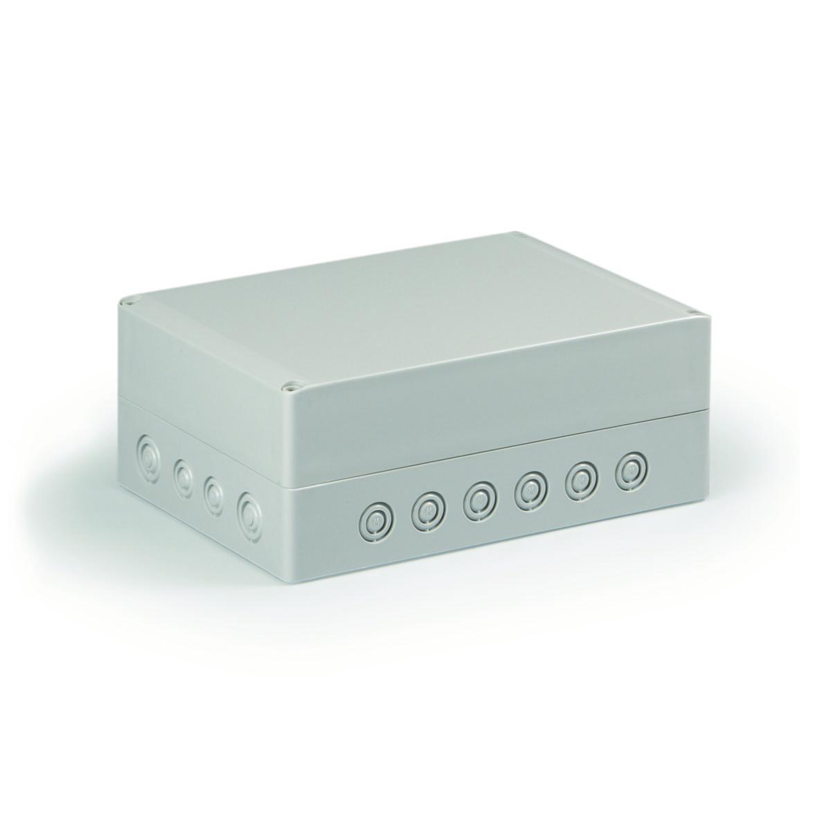 Kapsling Cubo S, med grått lock, metriska knockouts - APPARATLÅDA SPCM182510G A: 2XM12/20+2XM16/25 B:6XM12/