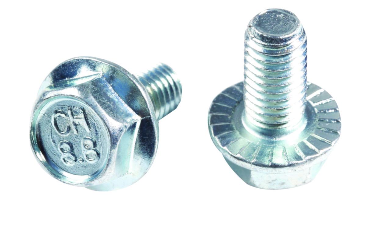 Sexkantsskruv M6SF 8.8 blankförzinkad räfflad DIN 6921 - FLÄNSSKRUV M6SF RÄFFLAD M8X16 8.8 FZB DIN 6921