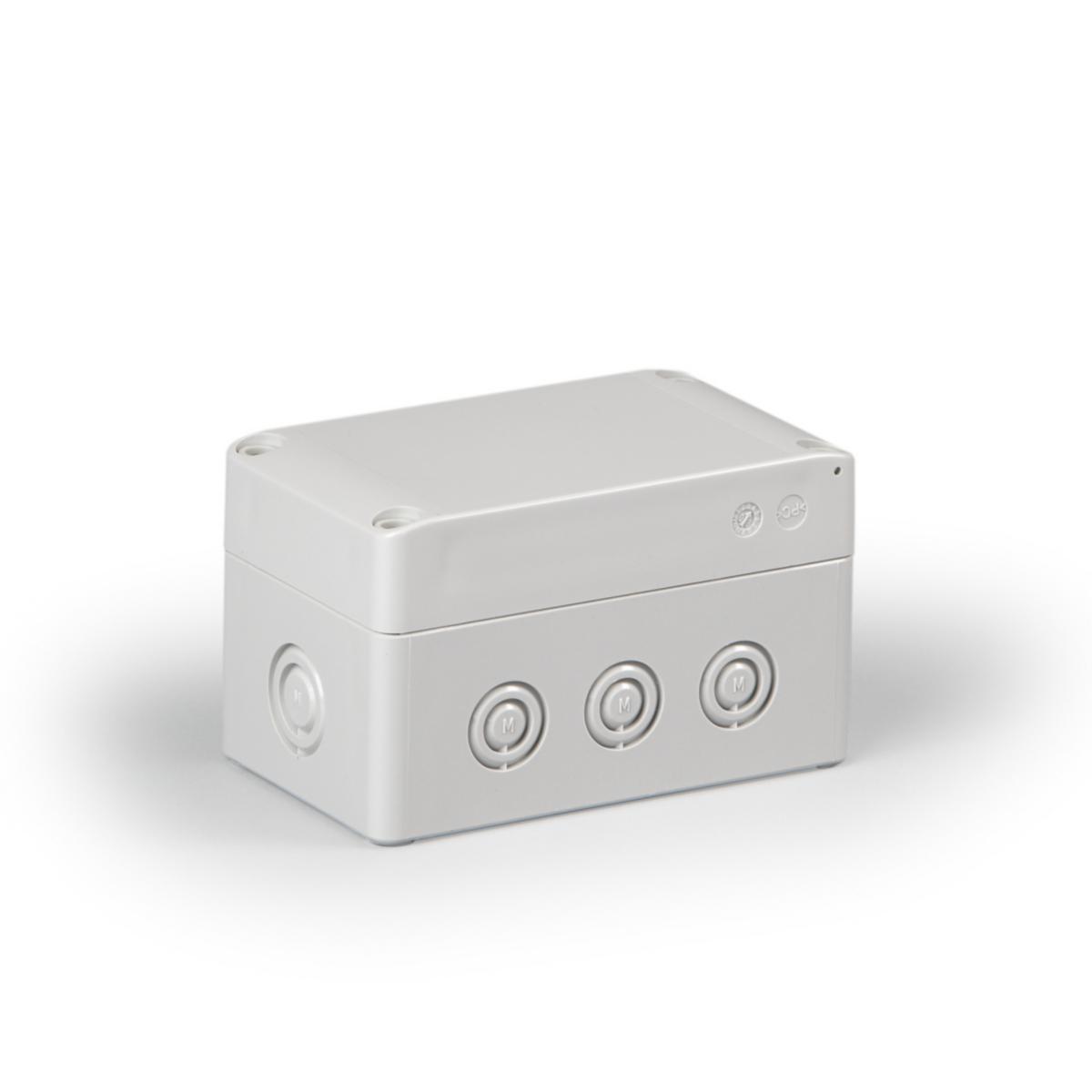 Kapsling Cubo S, med grått lock, metriska knockouts - KAPSL PC GRÅTT L 75X125X60 SPCM081306G