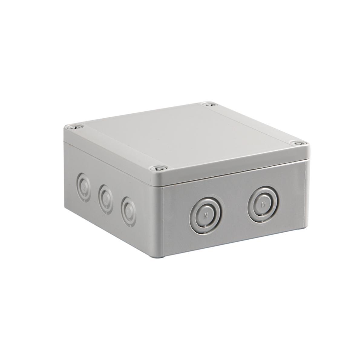Kapsling Cubo S, med grått lock, metriska knockouts - KAPSL PC GRÅTT L 125X125X60 SPCM131306G