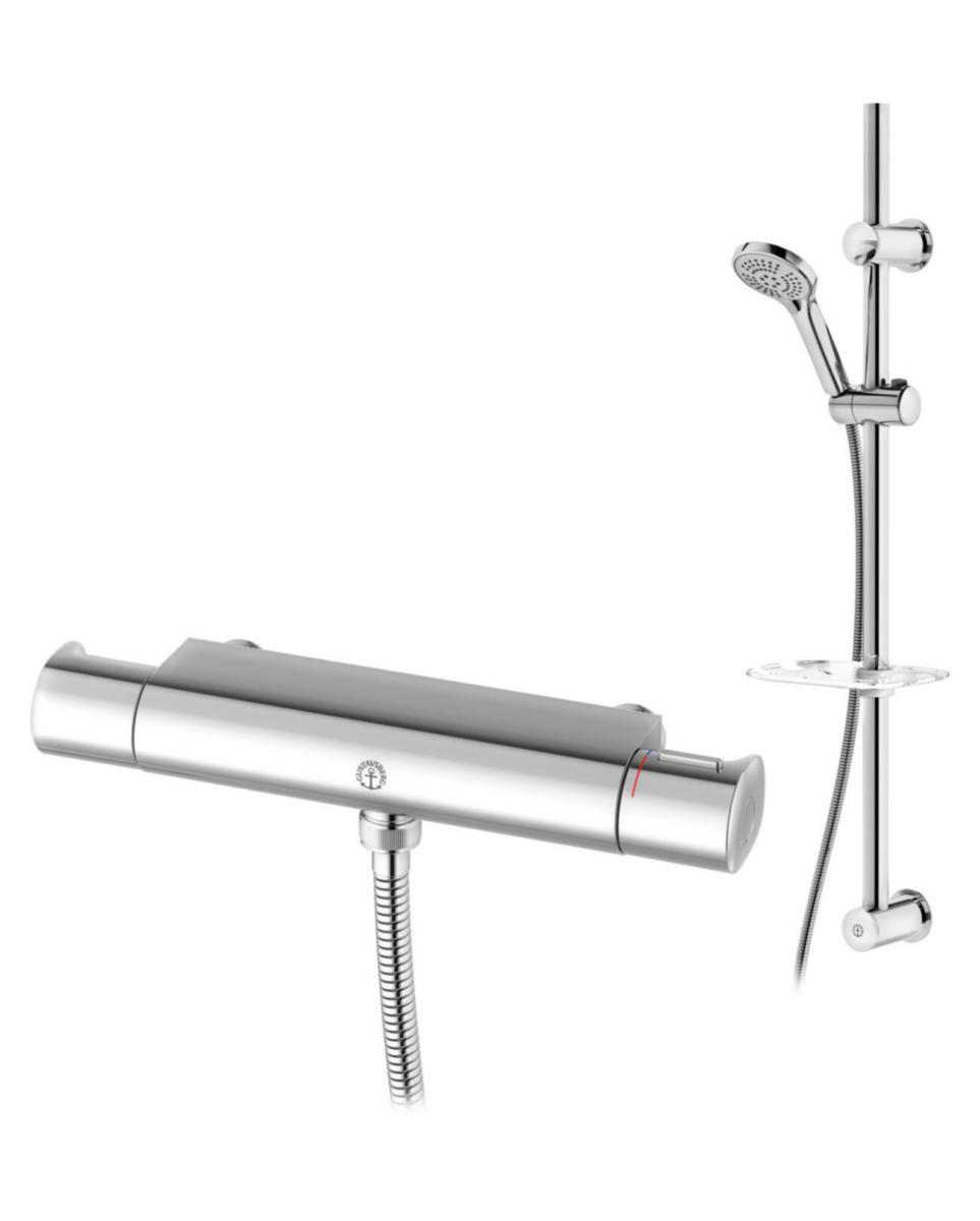 Duschpaket Atlantic - termostat, Gustavsberg - GBG ATLANTIC DUSCHPAKET 160C/C BL+D-SET, KROM, BLYFRI