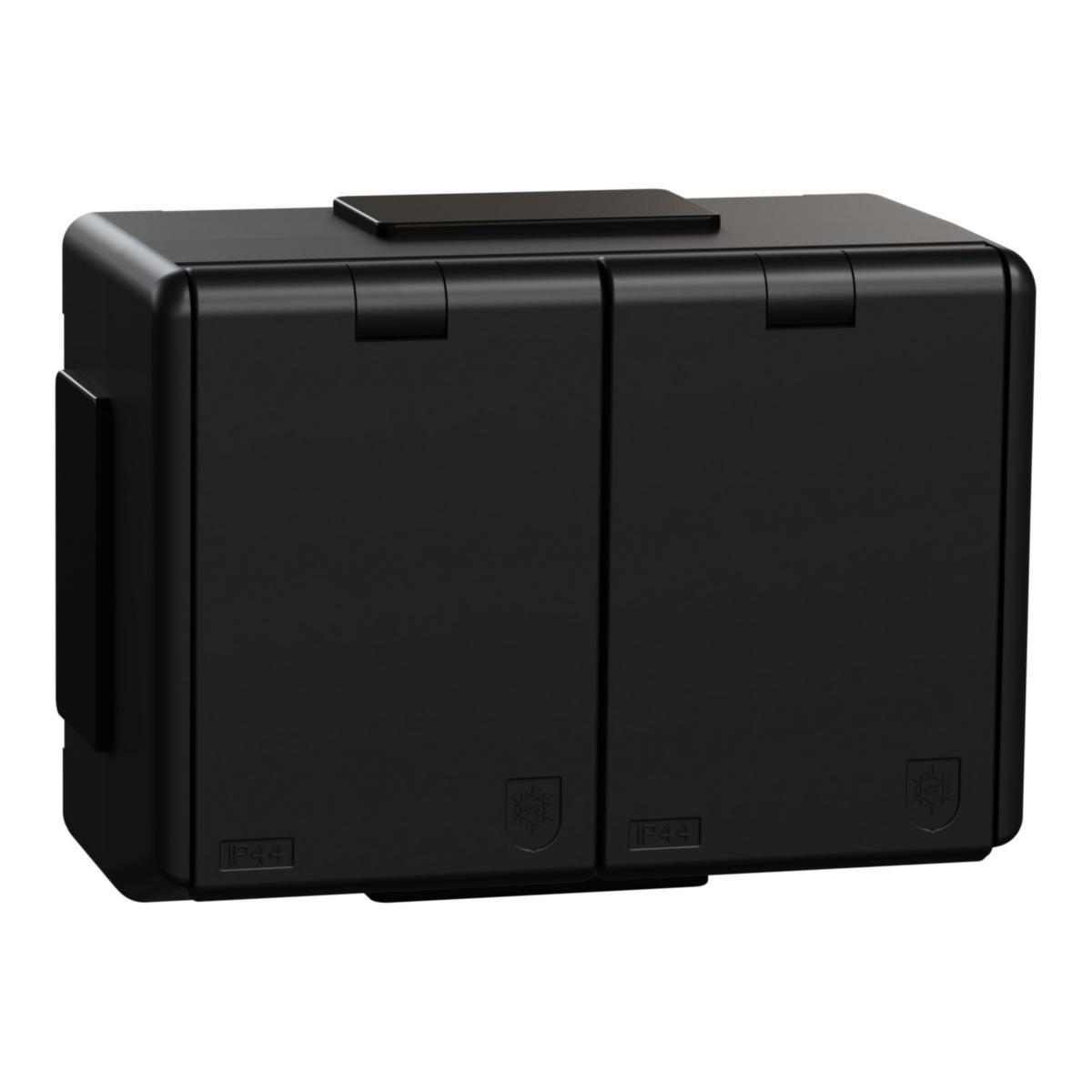Vägguttag utvändig svart RS - VÄGGUTTAG 2-VÄGS RS IP44 SVART EKO40028